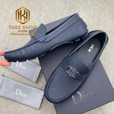 Giay luoi dior da nhan hoa tiet logo tron mau xanh dam 1