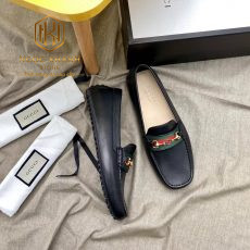 Giay luoi gucci da tron hoa tiet logo tag xanh do 5