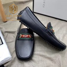 Giay luoi gucci da tron hoa tiet logo tag xanh do 8