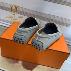 Giay luoi hermes full trang xam hoa tiet khoa 1