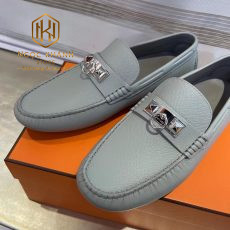 Giay luoi hermes full trang xam hoa tiet khoa 2