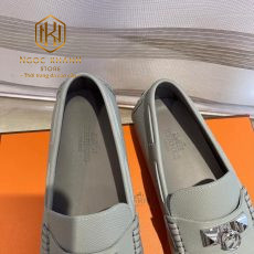 Giay luoi hermes full trang xam hoa tiet khoa 3