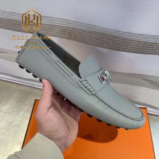 Giay luoi hermes full trang xam hoa tiet khoa 6