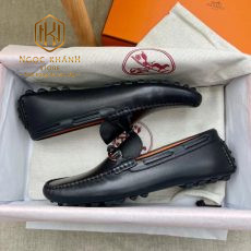 Giay luoi hermes mau den long cam hoa tiet khoa lech da tron 4