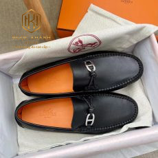 Giay luoi hermes mau den long cam hoa tiet khoa lech da tron 5