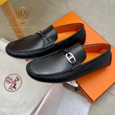 Giay luoi hermes mau den long cam hoa tiet khoa lech da tron 6