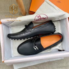 Giay luoi hermes mau den long cam hoa tiet khoa lech da tron 7