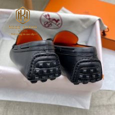 Giay luoi hermes mau den long cam hoa tiet khoa lech da tron 8