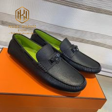 Giay luoi hermes mau den long xanh khoa den 1