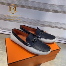 Giay luoi hermes mau trang phoi den hoa tiet khoa 2