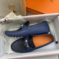 Giay luoi hermes mau xanh phoi den hoa tiet khoa 5