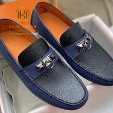 Giay luoi hermes mau xanh phoi den hoa tiet khoa 6