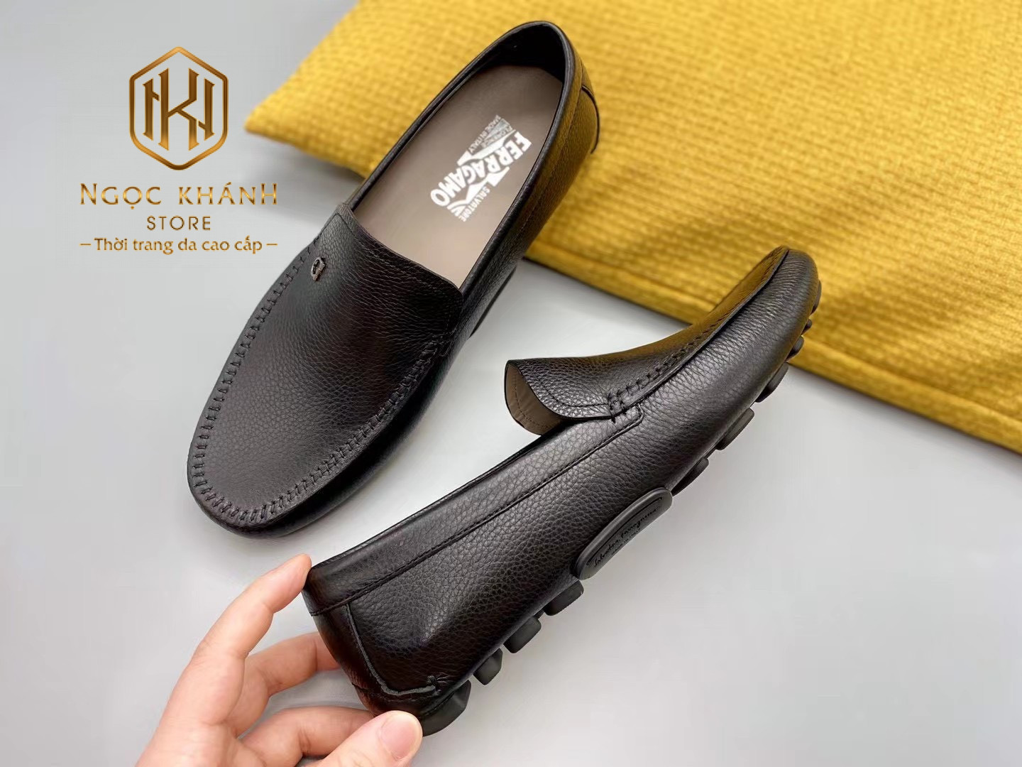 giay luoi Salvatore Ferragamo da nhan logo chim mau den 2