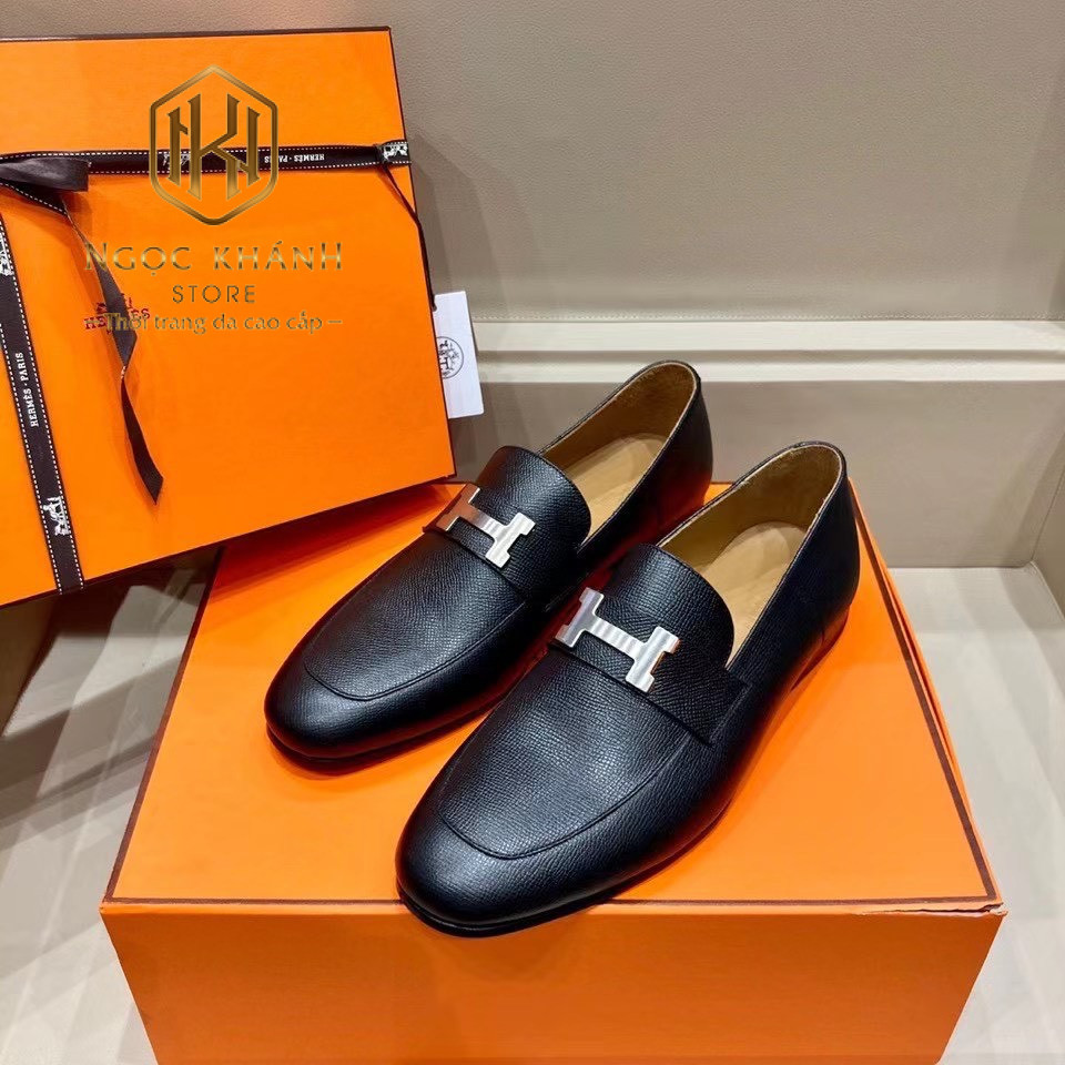 giay luoi hermes de cao da taiga hoa tiet chu H mau trang 9