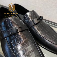 giay luoi hermes de cao mau den hoa tiet van ca sau mat khoa den 8