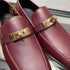 giay luoi hermes de cao mau vang do man da tron hoa tiet khoa vang mui vuong 2