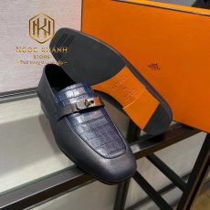 giay luoi hermes de cao mau xanh hoa tiet van ca sau mat khoa trang 2