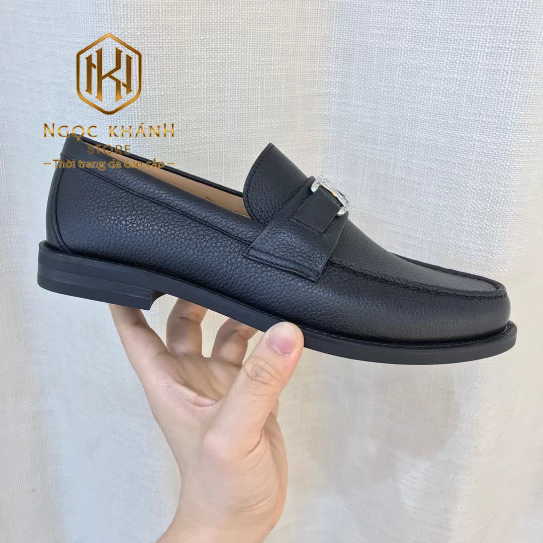 GIÀY LƯỜI NAM LOUIS VUITTON ĐẾ CAO MÀU ĐEN LOGO NHỎ TRẮNG GLLV05 12 giay luoi louis vuitton de cao mau den logo nho trang da nhan 8