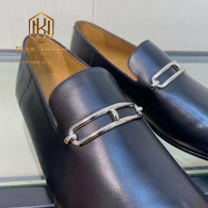 GIAY LUOI HERMES DE CAO MAU DEN DA LI KHOA NGANG MUI TRON GLLV71 4