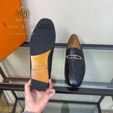 GIAY LUOI HERMES DE CAO MAU DEN DA LI KHOA NGANG MUI TRON GLLV71 9