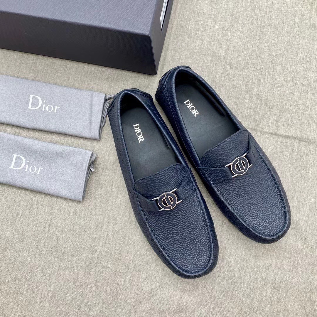 Giay luoi dior da nhan hoa tiet logo tron mau xanh dam 2