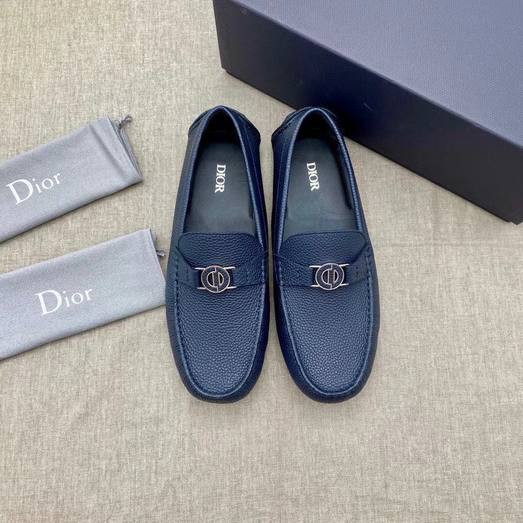 Giay luoi dior da nhan hoa tiet logo tron mau xanh dam 3