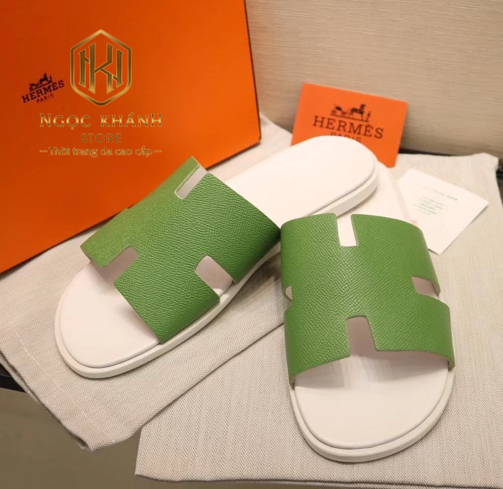 dep nam hermes mau trang quai xanh like auth 9