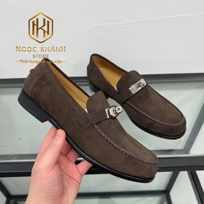 giay luoi hermes de cao da lon hoa tiet khoa mau nau dam 3