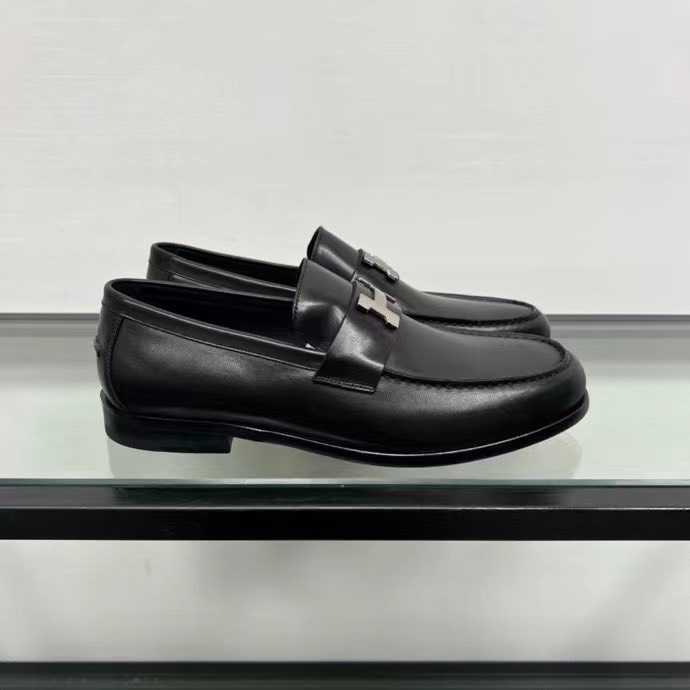 giay luoi hermes de cao mau den hoa tiet chu h mui tron 1