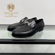 giay luoi hermes de cao mau den hoa tiet chu h mui tron 2