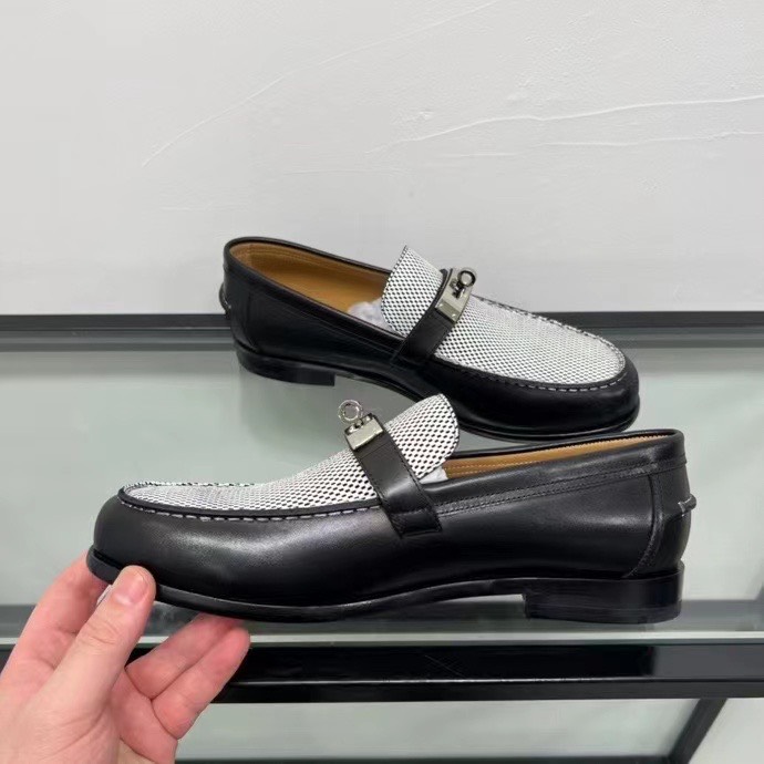 giay luoi hermes de cao mau den mat luoi trang hoa tiet khoa 6