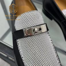 giay luoi hermes de cao mau den mat luoi trang hoa tiet khoa 8