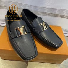 giay luoi louis vuitton like auth mau den da taiga mat logo vang 7