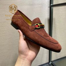 giay luoi nam gucci de cao dalon vien ke do khoa vang mau nau 5