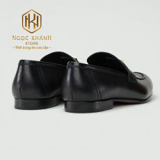 giay luoi nam hermes de cao mau den hoa tiet chu h 2