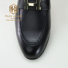 giay luoi nam hermes de cao mau den hoa tiet chu h 5