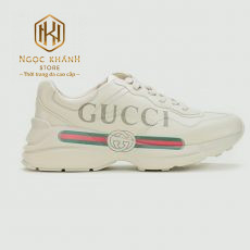 giay nam gucci rhyton mau trang hoa tiet logo 1