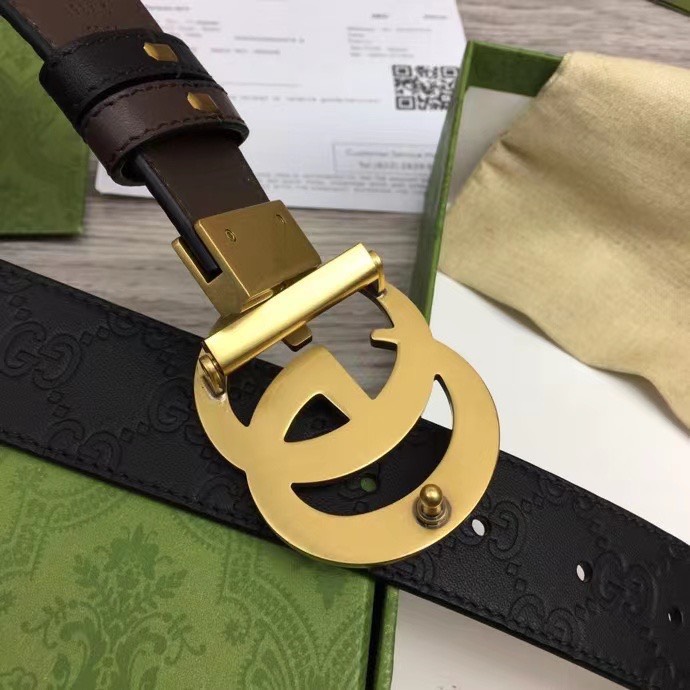 that lung nam gucci day dap logo hoa tiet chu G kep mat vang 5