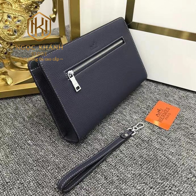 vi nam hermes cam tay dang vuong theu vien mau xanh 5