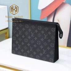 vi nam louis vuitton cam tay dang tam giac hoa tiet hoa den like auth 10