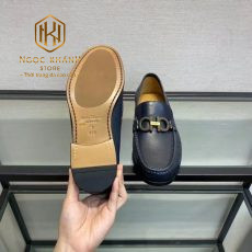 Giay luoi Salvatore Ferragamo de cao logo dinh da like auth mau xanh 3