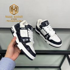 Giay nam Louis Vuitton mau trang phoi den hoa tiet vien hoa Like Auth 04 1