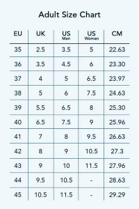 bảng size giày nữ