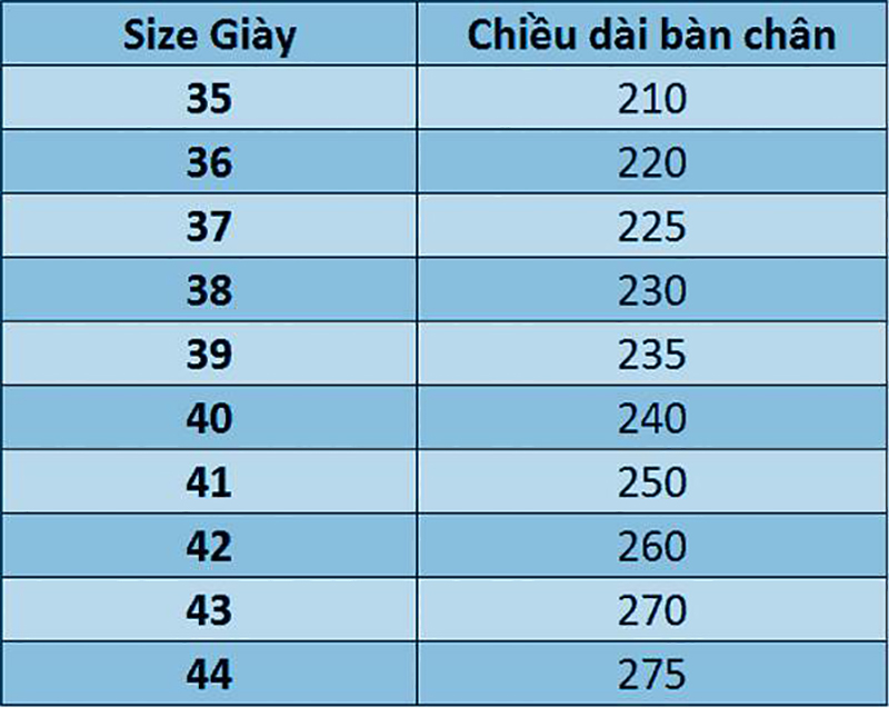 Bảng size giày nữ – Hướng dẫn chọn size giày nữ phù hợp nhất 2022 7 bảng size giày nữ