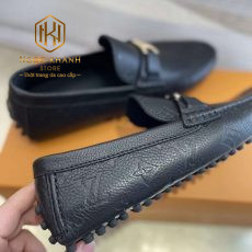 Giay luoi Louis Vuitton nam likeauth hoa tiet hoa chim mui nhon mau den 3