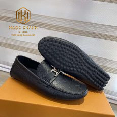 Giay luoi Louis Vuitton nam likeauth hoa tiet hoa chim mui nhon mau den 8