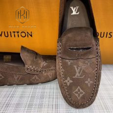 Giay luoi Louis Vuitton nam likeauth mau nau da lon hoa tiet hoa 5