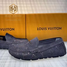 Giay luoi Louis Vuitton nam likeauth mau xanh da lon hoa tiet hoa 3