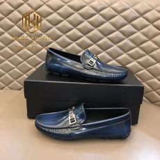 Giay luoi Prada like auth mau xanh da bong khoa ngang logo giua 2