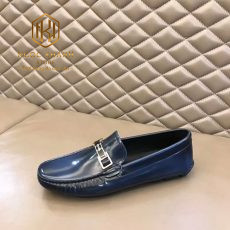 Giay luoi Prada like auth mau xanh da bong khoa ngang logo giua 4